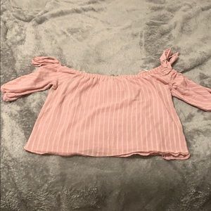 Pink off the shoulder tee